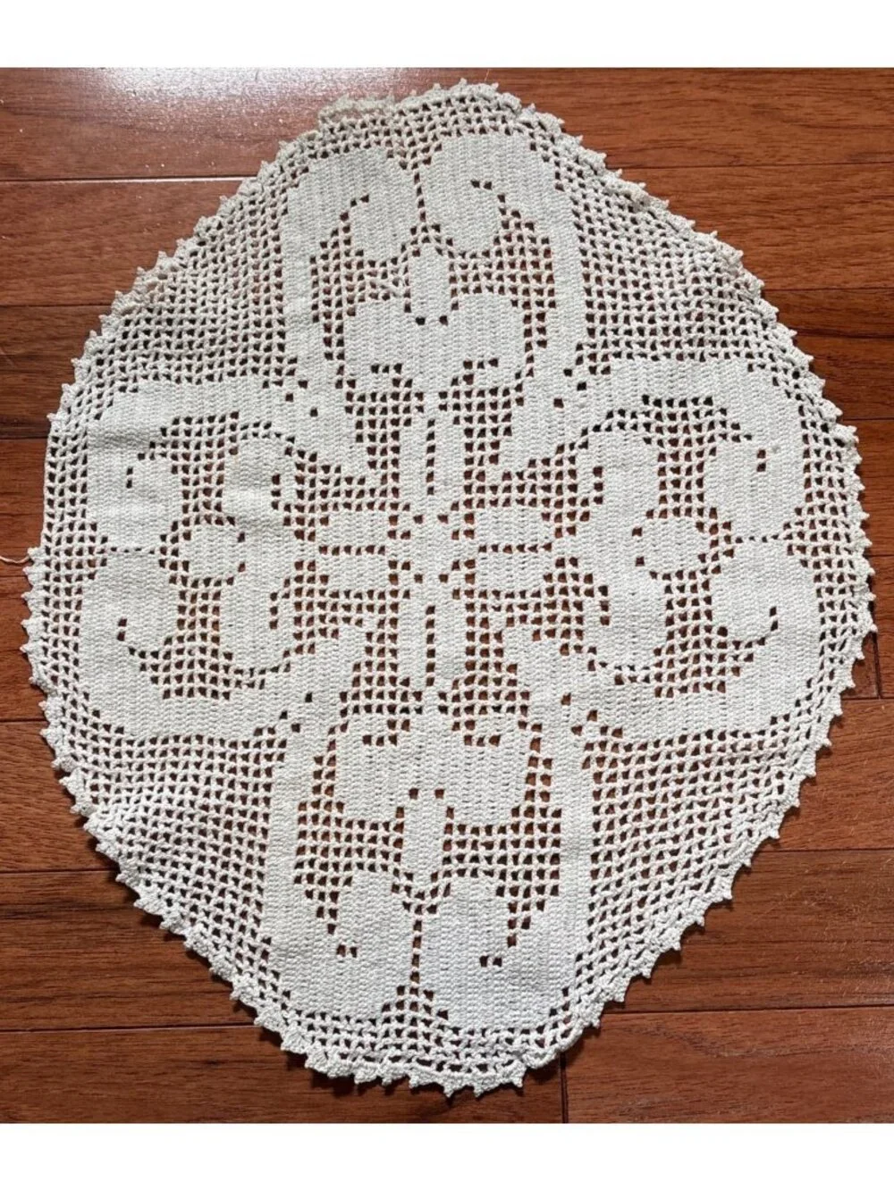 Handmade Crochet Lace Oval Doily 13x16